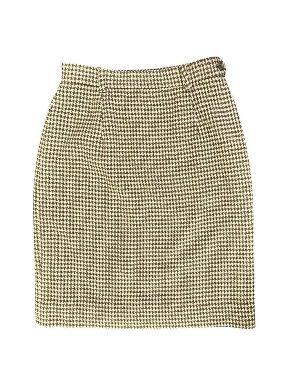 Ralph Lauren Blue Label Houndstooth Pencil Skirt 100% Wool Lined Side Zipper 4